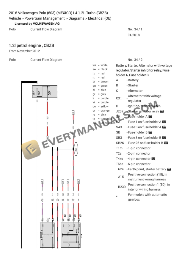 Volkswagen Polo (603) (MEXICO) 2016 Electrical Diagrams L4-1.2L Turbo (CBZB) 2 volkswagen polo 603 mexico 2016 electrical diagrams l4 12l turbo cbzb 1