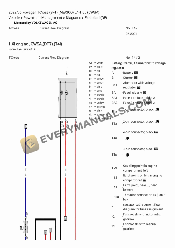 Volkswagen T-Cross (BF1) (MEXICO) 2022 Electrical Diagrams L4-1.6L (CWSA)