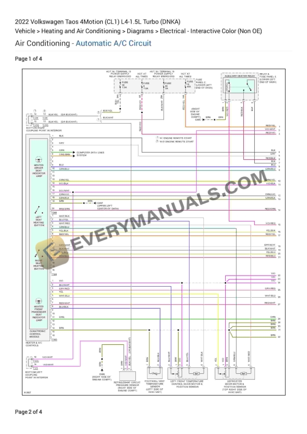 Volkswagen Taos 4Motion (CL1) 2022 Electrical Diagrams L4-1.5L Turbo (DNKA)