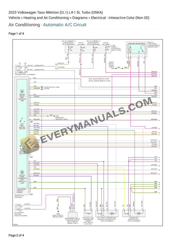 Volkswagen Taos 4Motion (CL1) 2023 Electrical Diagrams L4-1.5L Turbo (DNKA)