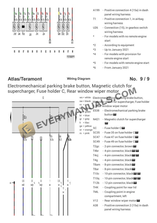 Volkswagen Teramont AWD (CA2) (MEXICO) 2022 Electrical Diagrams V6-3.6L (CDVC) 5 Volkswagen Teramont AWD (CA2) (MEXICO) 2022 Electrical Diagrams V6-3.6L (CDVC) - Image 3