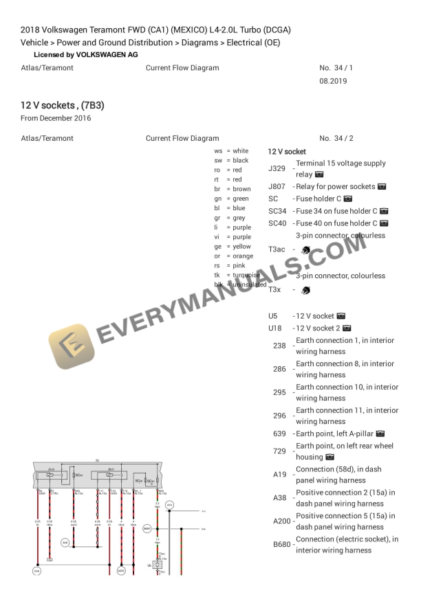 Volkswagen Teramont FWD (CA1) (MEXICO) 2018 Electrical Diagrams L4-2.0L Turbo (DCGA) 1 volkswagen teramont fwd ca1 mexico 2018 electrical diagrams l4 20l turbo dcga 1