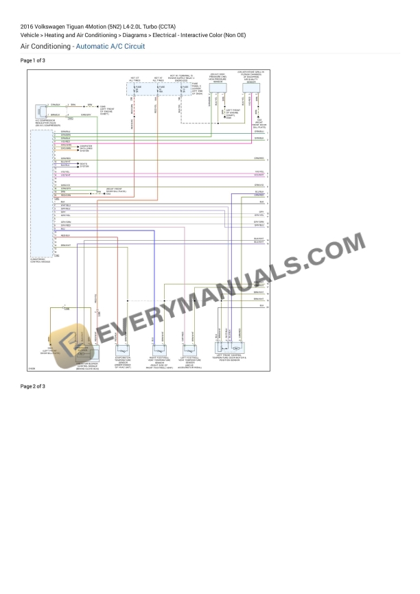 Volkswagen Tiguan 4Motion (5N2) 2016 Electrical Diagrams L4-2.0L Turbo (CCTA)