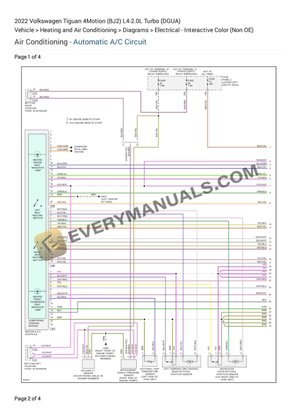 Volkswagen Tiguan 4Motion (BJ2) 2022 Electrical Diagrams L4-2.0L Turbo (DGUA)