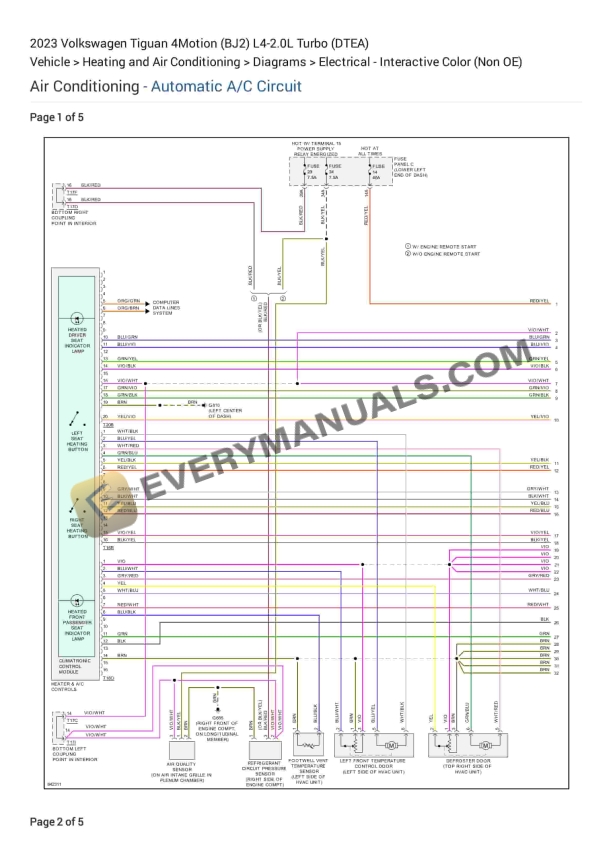 Volkswagen Tiguan 4Motion (BJ2) 2023 Electrical Diagrams L4-2.0L Turbo (DTEA)