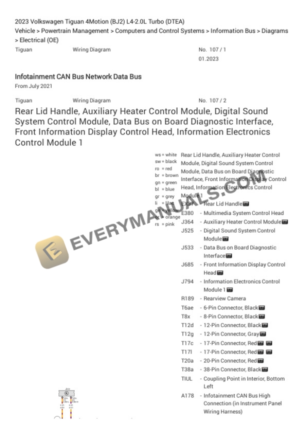 Volkswagen Tiguan 4Motion (BJ2) 2023 Electrical Diagrams L4-2.0L Turbo (DTEA) 4 Volkswagen Tiguan 4Motion (BJ2) 2023 Electrical Diagrams L4-2.0L Turbo (DTEA) - Image 3