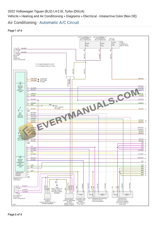 Volkswagen Tiguan (BJ2) 2022 Electrical Diagrams L4-2.0L Turbo (DGUA)