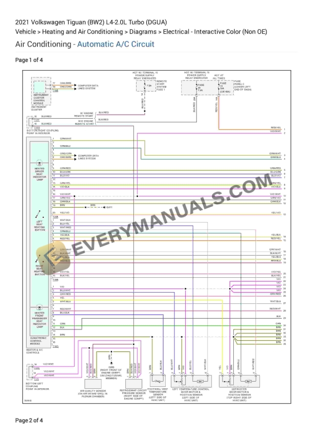 Volkswagen Tiguan (BW2) 2021 Electrical Diagrams L4-2.0L Turbo (DGUA)