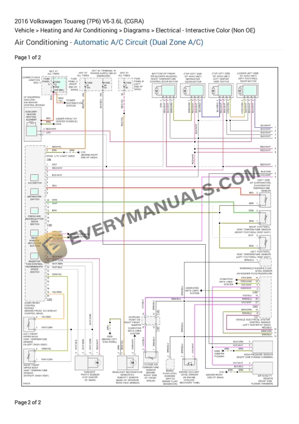 Volkswagen Touareg (7P6) 2016 Electrical Diagrams V6-3.6L (CGRA)
