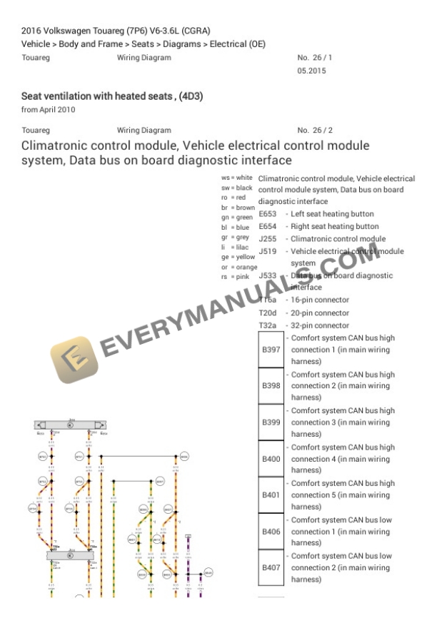Volkswagen Touareg (7P6) 2016 Electrical Diagrams V6-3.6L (CGRA) 7 Volkswagen Touareg (7P6) 2016 Electrical Diagrams V6-3.6L (CGRA) - Image 5