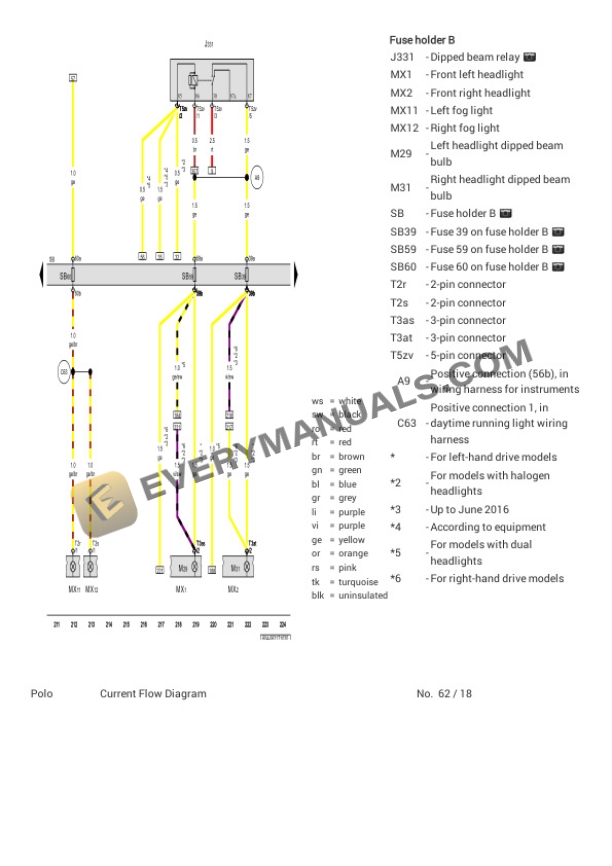Volkswagen Vento (604) (MEXICO) 2017 Electrical Diagrams L4-1.6L (CLSA) 7 Volkswagen Vento (604) (MEXICO) 2017 Electrical Diagrams L4-1.6L (CLSA) - Image 5