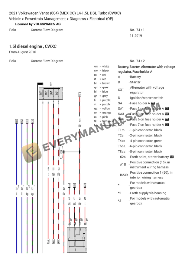 Volkswagen Vento (604) (MEXICO) 2021 Electrical Diagrams L4-1.5L DSL Turbo (CWXC)