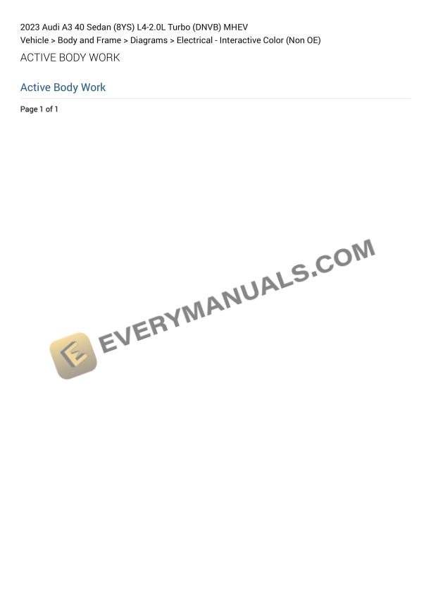 Audi A3 40 Sedan (8YS) 2023 Electrical Diagrams L4-2.0L Turbo (DNVB) MHEV