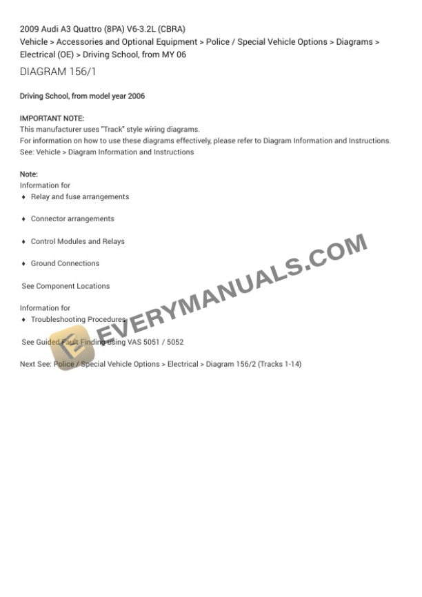 Audi A3 Quattro (8PA) 2009 Electrical Diagrams V6-3.2L (CBRA) 4 Audi A3 Quattro (8PA) 2009 Electrical Diagrams V6-3.2L (CBRA) - Image 2