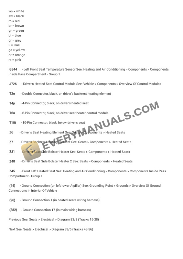 Audi A3 Quattro (8PA) 2009 Electrical Diagrams V6-3.2L (CBRA) 7 Audi A3 Quattro (8PA) 2009 Electrical Diagrams V6-3.2L (CBRA) - Image 5