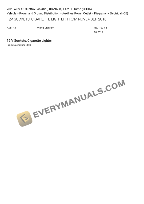 audi a3 quattro cab 8ve canada 2020 electrical diagrams l4 20l turbo dhha 1