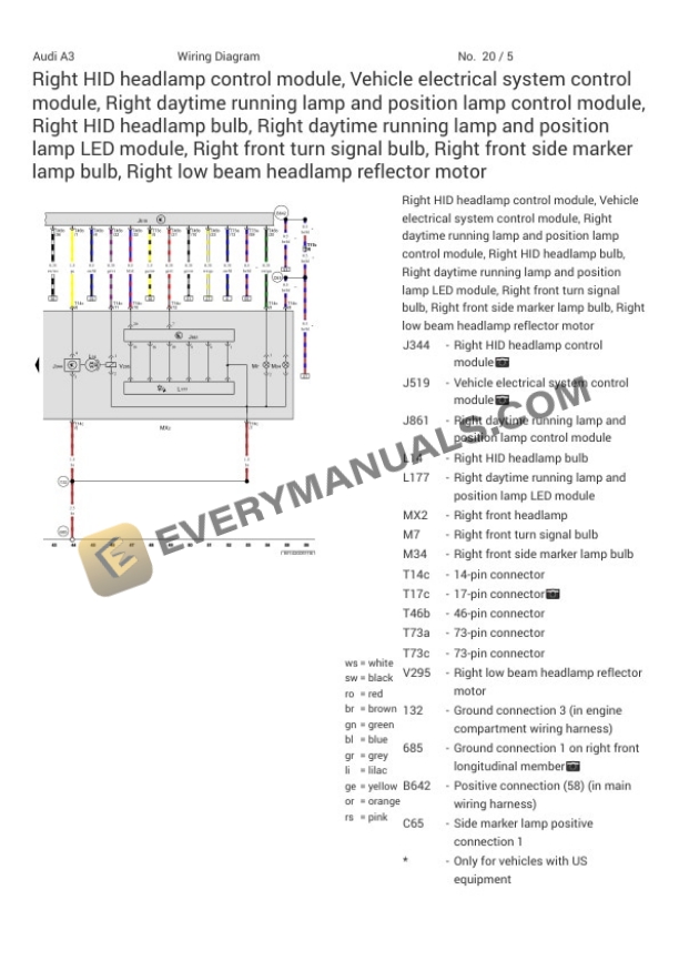 Audi A3 Quattro Cabriolet (8V7) 2015 Electrical Diagrams L4-2.0L Turbo (CNTC) 6 Audi A3 Quattro Cabriolet (8V7) 2015 Electrical Diagrams L4-2.0L Turbo (CNTC) - Image 4