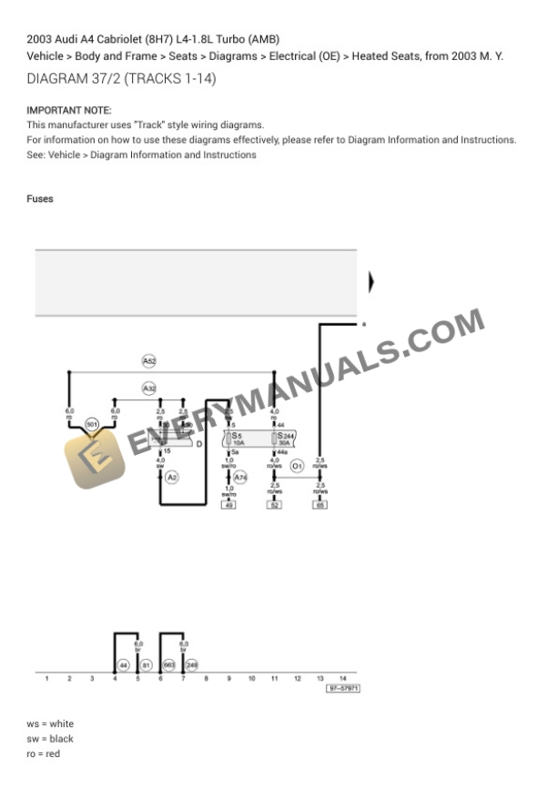 Audi A4 Cabriolet (8H7) 2003 Electrical Diagrams L4-1.8L Turbo (AMB) 6 Audi A4 Cabriolet (8H7) 2003 Electrical Diagrams L4-1.8L Turbo (AMB) - Image 4