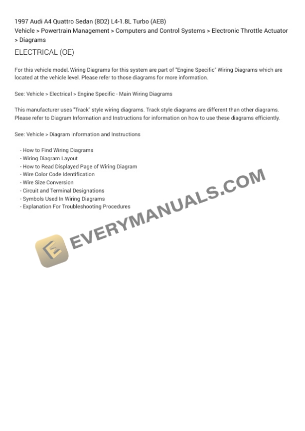 Audi A4 Quattro Sedan (8D2) 1997 Electrical Diagrams L4-1.8L Turbo (AEB) 5 Audi A4 Quattro Sedan (8D2) 1997 Electrical Diagrams L4-1.8L Turbo (AEB) - Image 3