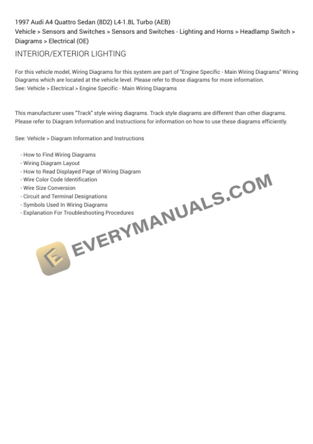 Audi A4 Quattro Sedan (8D2) 1997 Electrical Diagrams L4-1.8L Turbo (AEB) 7 Audi A4 Quattro Sedan (8D2) 1997 Electrical Diagrams L4-1.8L Turbo (AEB) - Image 5
