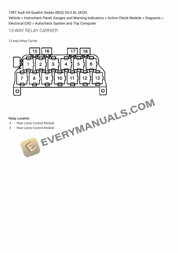 Audi A4 Quattro Sedan (8D2) 1997 Electrical Diagrams V6-2.8L (ACK)
