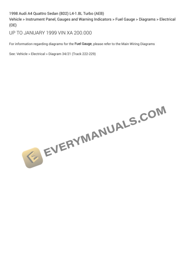 Audi A4 Quattro Sedan (8D2) 1998 Electrical Diagrams L4-1.8L Turbo (AEB) 6 Audi A4 Quattro Sedan (8D2) 1998 Electrical Diagrams L4-1.8L Turbo (AEB) - Image 4