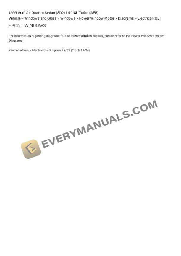 Audi A4 Quattro Sedan (8D2) 1999 Electrical Diagrams L4-1.8L Turbo (AEB) 6 Audi A4 Quattro Sedan (8D2) 1999 Electrical Diagrams L4-1.8L Turbo (AEB) - Image 4