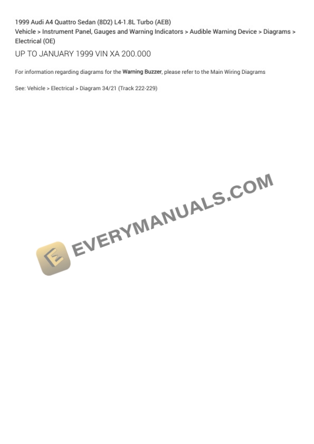 Audi A4 Quattro Sedan (8D2) 1999 Electrical Diagrams L4-1.8L Turbo (AEB) 7 Audi A4 Quattro Sedan (8D2) 1999 Electrical Diagrams L4-1.8L Turbo (AEB) - Image 5