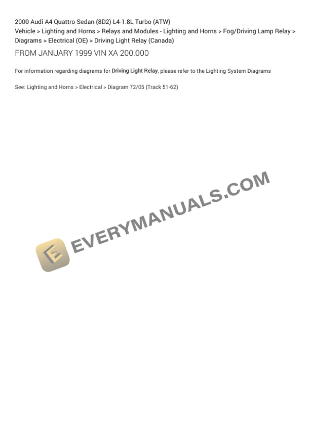 Audi A4 Quattro Sedan (8D2) 2000 Electrical Diagrams L4-1.8L Turbo (ATW) 6 Audi A4 Quattro Sedan (8D2) 2000 Electrical Diagrams L4-1.8L Turbo (ATW) - Image 4