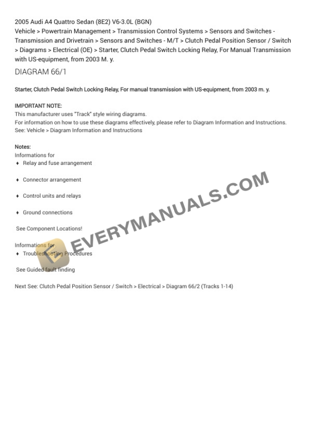 Audi A4 Quattro Sedan (8E2) 2005 Electrical Diagrams V6-3.0L (BGN) 7 Audi A4 Quattro Sedan (8E2) 2005 Electrical Diagrams V6-3.0L (BGN) - Image 5