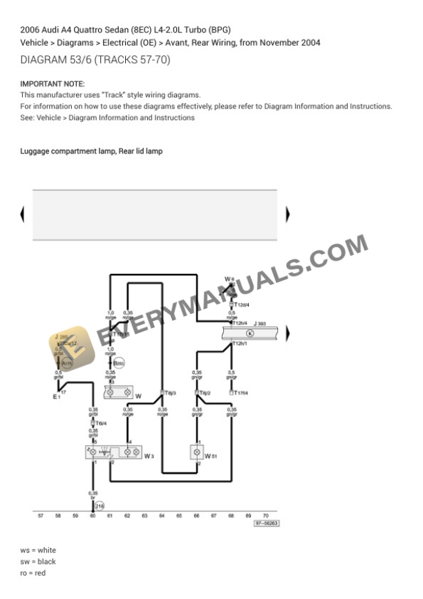 Audi A4 Quattro Sedan (8EC) 2006 Electrical Diagrams L4-2.0L Turbo (BPG) 5 Audi A4 Quattro Sedan (8EC) 2006 Electrical Diagrams L4-2.0L Turbo (BPG) - Image 3