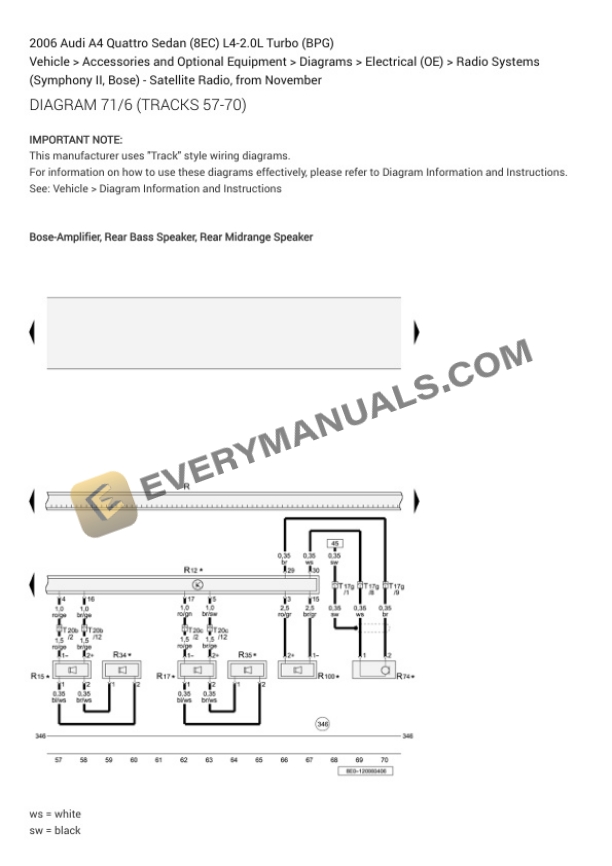 Audi A4 Quattro Sedan (8EC) 2006 Electrical Diagrams L4-2.0L Turbo (BPG) 7 Audi A4 Quattro Sedan (8EC) 2006 Electrical Diagrams L4-2.0L Turbo (BPG) - Image 5