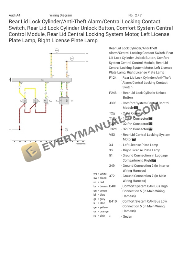 Audi A4 Quattro Sedan (8K2) 2009 Electrical Diagrams L4-2.0L Turbo (CAEB) 4 Audi A4 Quattro Sedan (8K2) 2009 Electrical Diagrams L4-2.0L Turbo (CAEB) - Image 2