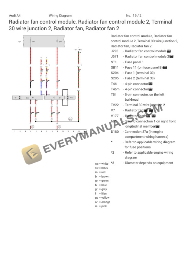 Audi A4 Quattro Sedan (8K2) 2009 Electrical Diagrams L4-2.0L Turbo (CAEB) 7 Audi A4 Quattro Sedan (8K2) 2009 Electrical Diagrams L4-2.0L Turbo (CAEB) - Image 5