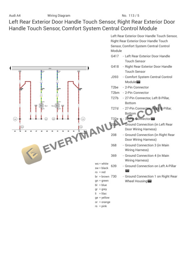 Audi A4 Quattro Sedan (8K2) 2015 Electrical Diagrams L4-2.0L Turbo (CAED) 5 Audi A4 Quattro Sedan (8K2) 2015 Electrical Diagrams L4-2.0L Turbo (CAED) - Image 3