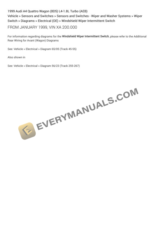 Audi A4 Quattro Wagon (8D5) 1999 Electrical Diagrams L4-1.8L Turbo (AEB) 6 Audi A4 Quattro Wagon (8D5) 1999 Electrical Diagrams L4-1.8L Turbo (AEB) - Image 4