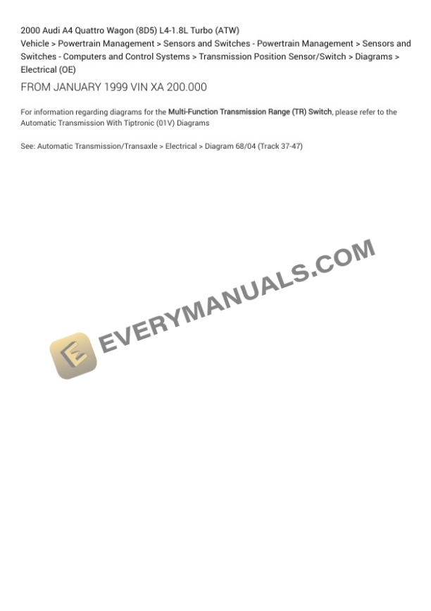 Audi A4 Quattro Wagon (8D5) 2000 Electrical Diagrams L4-1.8L Turbo (ATW) 7 Audi A4 Quattro Wagon (8D5) 2000 Electrical Diagrams L4-1.8L Turbo (ATW) - Image 5