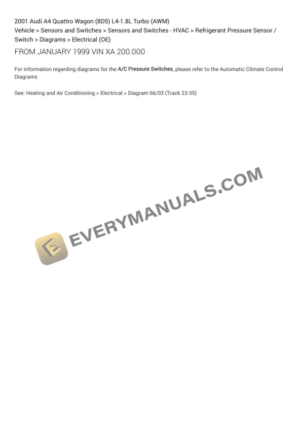 Audi A4 Quattro Wagon (8D5) 2001 Electrical Diagrams L4-1.8L Turbo (AWM) 6 Audi A4 Quattro Wagon (8D5) 2001 Electrical Diagrams L4-1.8L Turbo (AWM) - Image 4