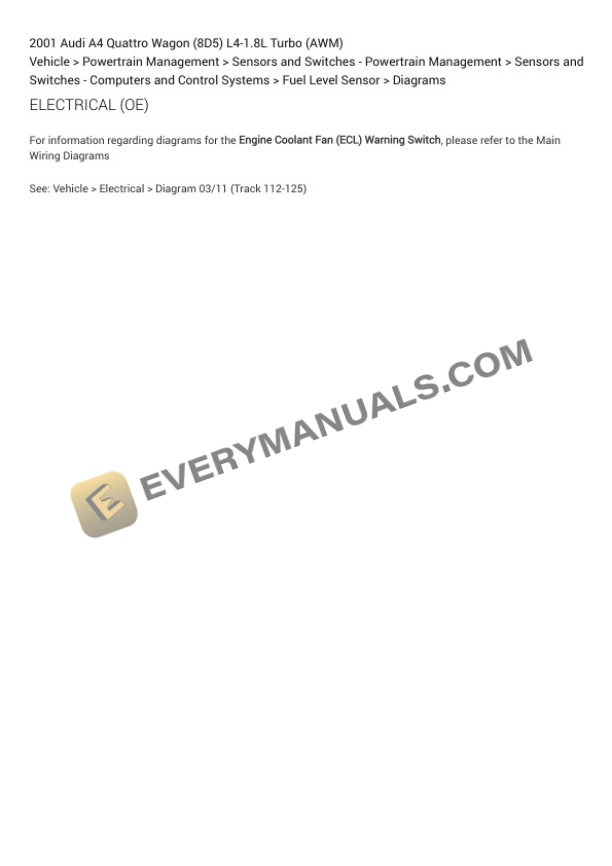 Audi A4 Quattro Wagon (8D5) 2001 Electrical Diagrams L4-1.8L Turbo (AWM) 7 Audi A4 Quattro Wagon (8D5) 2001 Electrical Diagrams L4-1.8L Turbo (AWM) - Image 5