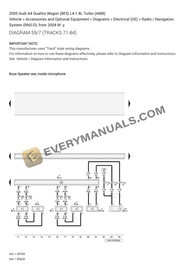 Audi A4 Quattro Wagon (8E5) 2005 Electrical Diagrams L4-1.8L Turbo (AMB) 6 Audi A4 Quattro Wagon (8E5) 2005 Electrical Diagrams L4-1.8L Turbo (AMB) - Image 4