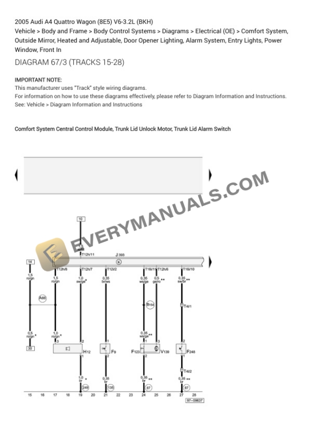 Audi A4 Quattro Wagon (8E5) 2005 Electrical Diagrams V6-3.2L (BKH) 7 Audi A4 Quattro Wagon (8E5) 2005 Electrical Diagrams V6-3.2L (BKH) - Image 5