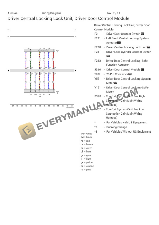 Audi A4 Quattro Wagon (8K5) 2010 Electrical Diagrams L4-2.0L Turbo (CAEB) 4 Audi A4 Quattro Wagon (8K5) 2010 Electrical Diagrams L4-2.0L Turbo (CAEB) - Image 2