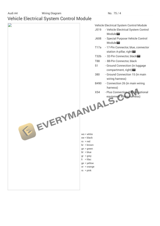 Audi A4 Quattro Wagon (8K5) 2010 Electrical Diagrams L4-2.0L Turbo (CAEB) 7 Audi A4 Quattro Wagon (8K5) 2010 Electrical Diagrams L4-2.0L Turbo (CAEB) - Image 5
