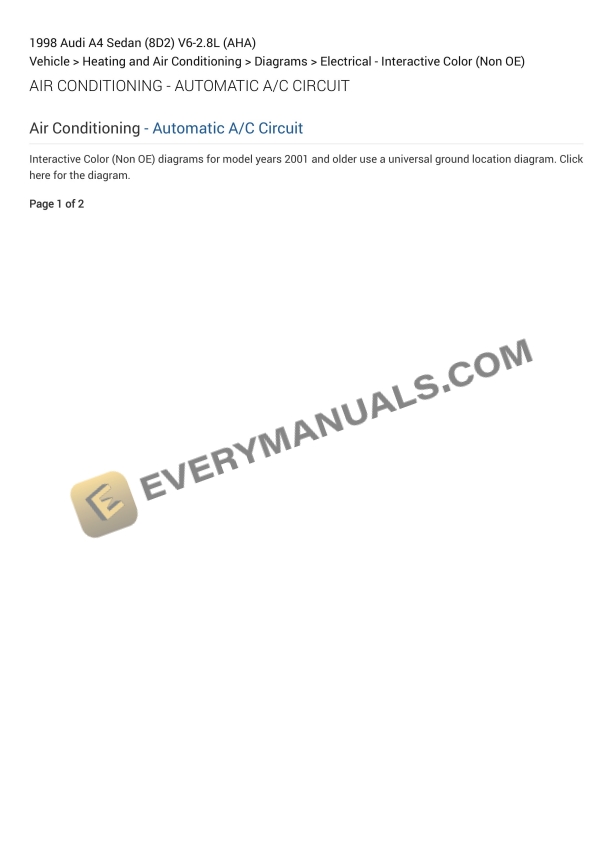 Audi A4 Sedan (8D2) 1998 Electrical Diagrams V6-2.8L (AHA)