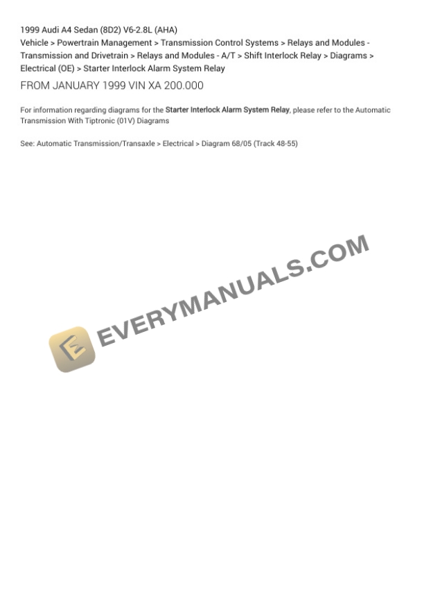 Audi A4 Sedan (8D2) 1999 Electrical Diagrams V6-2.8L (AHA) 5 Audi A4 Sedan (8D2) 1999 Electrical Diagrams V6-2.8L (AHA) - Image 3