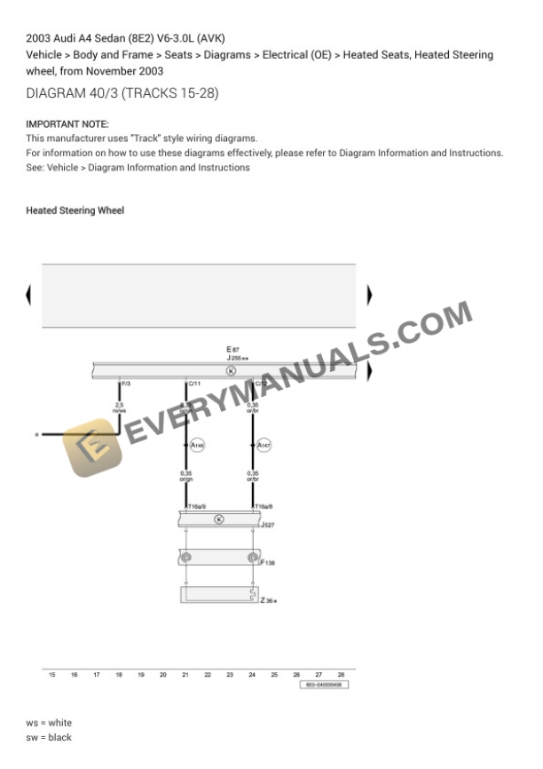 Audi A4 Sedan (8E2) 2003 Electrical Diagrams V6-3.0L (AVK) 6 Audi A4 Sedan (8E2) 2003 Electrical Diagrams V6-3.0L (AVK) - Image 4