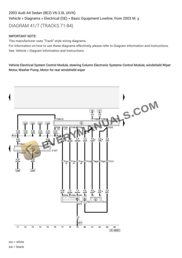 Audi A4 Sedan (8E2) 2003 Electrical Diagrams V6-3.0L (AVK) 7 Audi A4 Sedan (8E2) 2003 Electrical Diagrams V6-3.0L (AVK) - Image 5