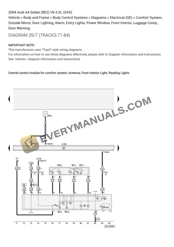 Audi A4 Sedan (8E2) 2004 Electrical Diagrams V6-3.0L (AVK) 4 Audi A4 Sedan (8E2) 2004 Electrical Diagrams V6-3.0L (AVK) - Image 2