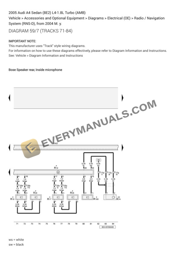 Audi A4 Sedan (8E2) 2005 Electrical Diagrams L4-1.8L Turbo (AMB) 6 Audi A4 Sedan (8E2) 2005 Electrical Diagrams L4-1.8L Turbo (AMB) - Image 4