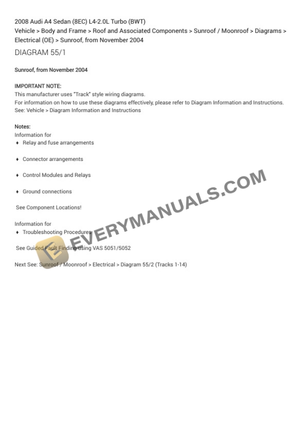 Audi A4 Sedan (8EC) 2008 Electrical Diagrams L4-2.0L Turbo (BWT) 5 Audi A4 Sedan (8EC) 2008 Electrical Diagrams L4-2.0L Turbo (BWT) - Image 3
